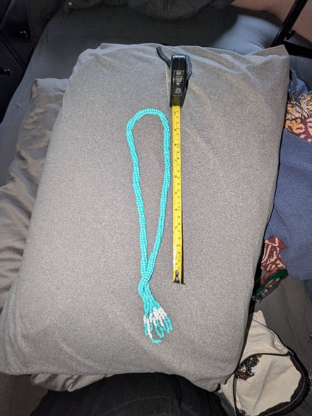 Turquoise beaded necklace with white accents